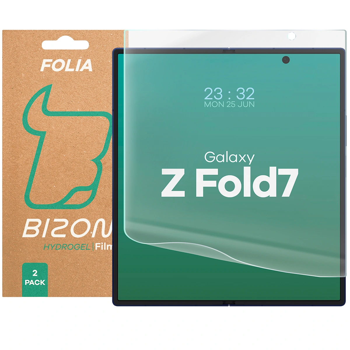 Pudełko i folia hydrożelowa na środkowy ekran Bizon Film Hydrogel Mid Duo do Samsung Galaxy Z Fold7